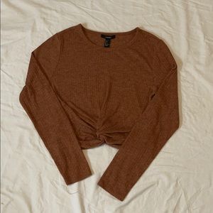 Cute forever 21 large rust long sleeved crop top